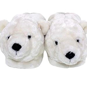 Happy Feet Polar Bear Slippers Sz S 
SM - Kids 12.5-4, Womens 4-5, Mens 3-4
